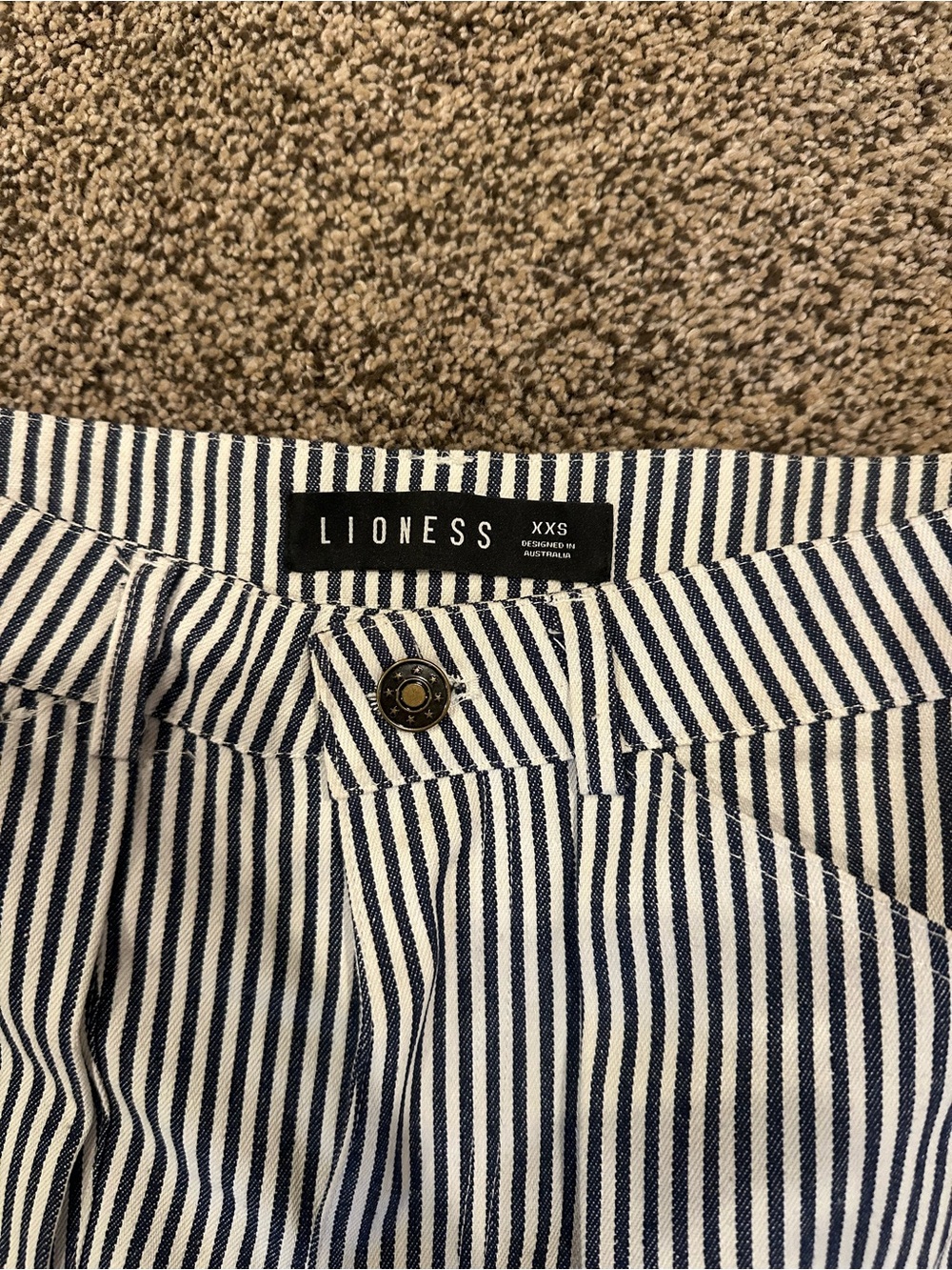 Lioness navy & White Striped Wide-Leg Cargo Pants - Picture 2 of 4